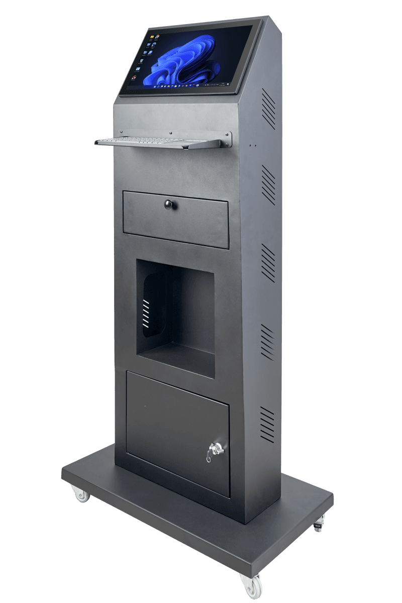 Quanmax 21.5'' Stand Yazıcılı Çekmeceli Tekerlekli Yan Okuyucu Plastik Klavye Aparatlı